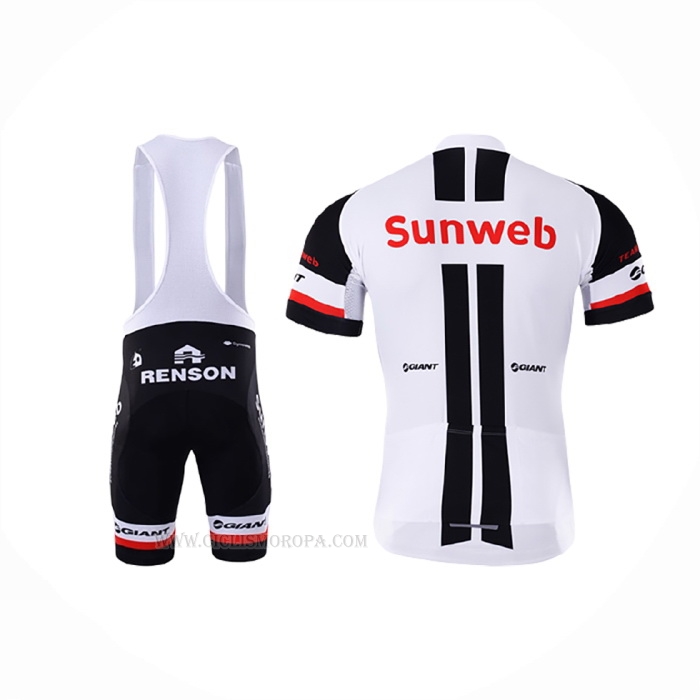 2017 Ropa Ciclismo Sunweb Blanco Mangas Corta y Culotte Corto
